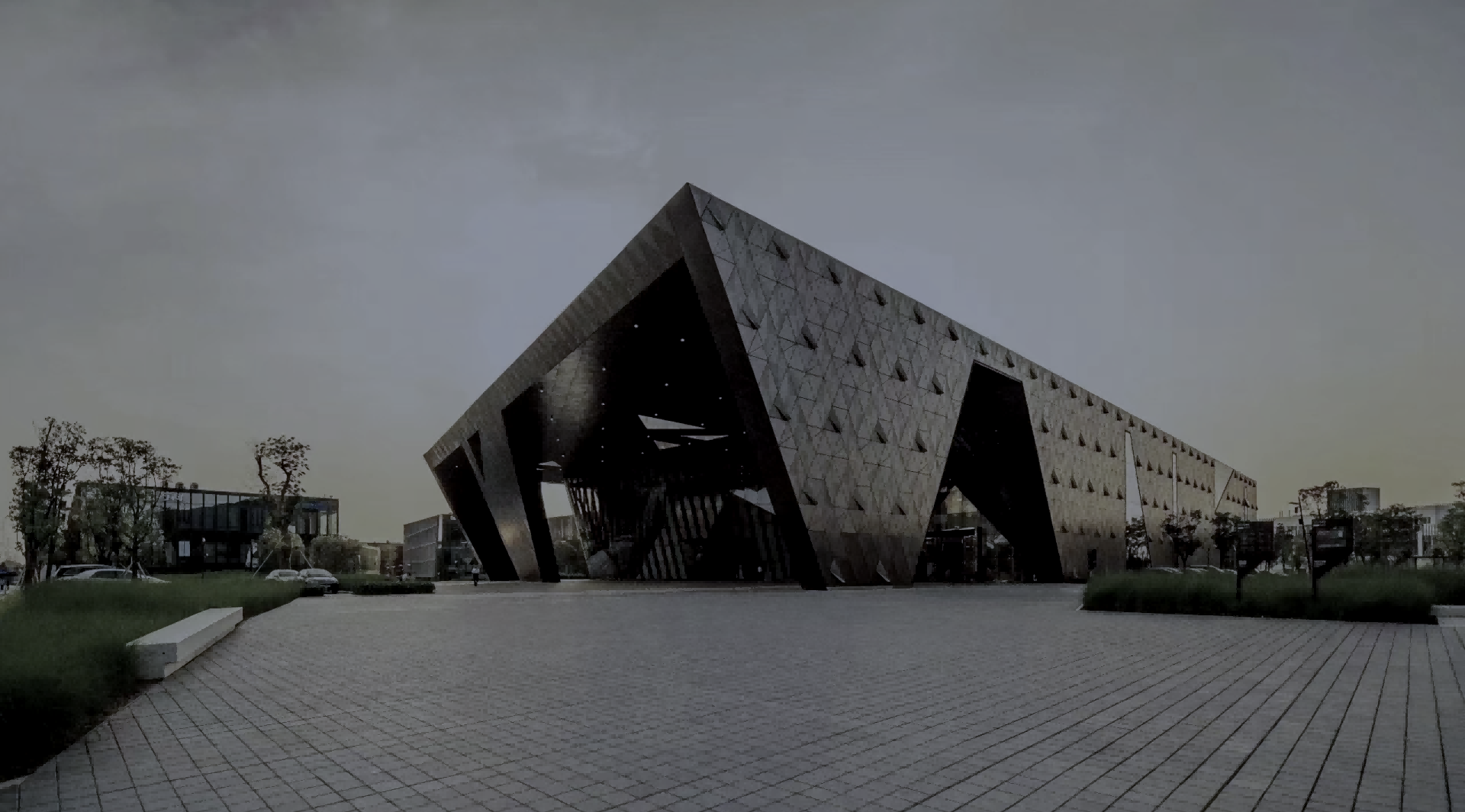 关键词：智慧园区，，，科技建筑，，，深圳市零度数字科技;描述：深圳市零度数字科技智慧园区相关的现代化科技建筑外观，，展现智慧园区的建筑风貌